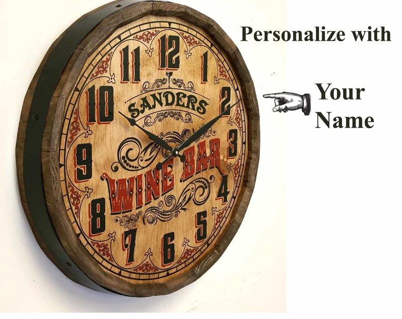 Wine Bar Quarter Barrel Clock - Personalized