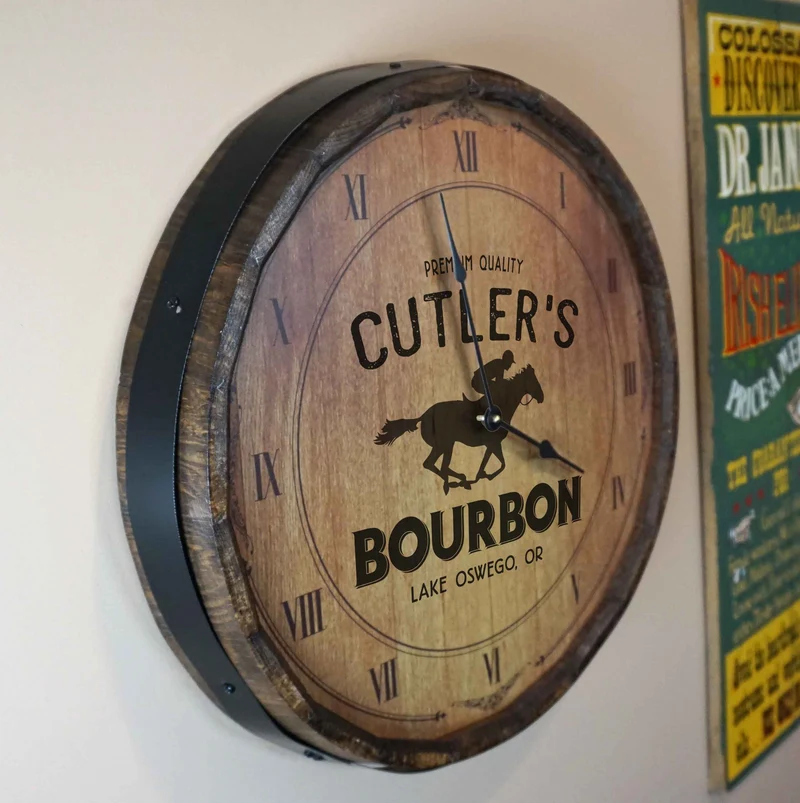 Running Horse Quarter Barrel Clock - Personalized