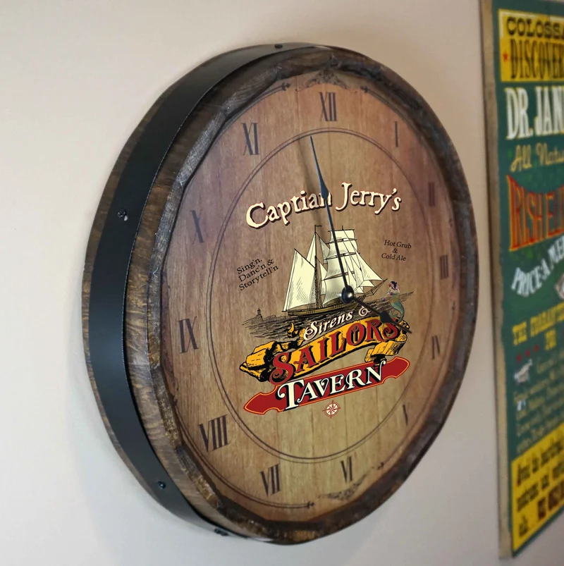 Sailor's Tavern Quarter Barrel Clock - Personalized