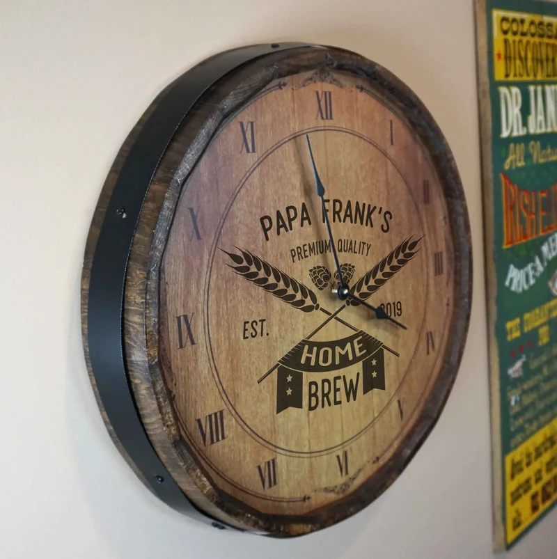 Home Brew Quarter Barrel Clock - Personalized