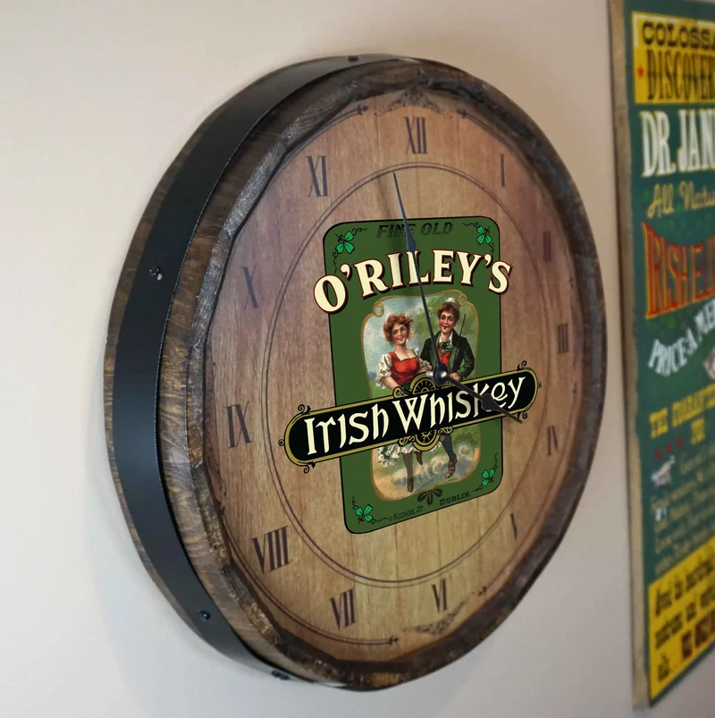 Irish Whiskey Quarter Barrel Clock - Personalized