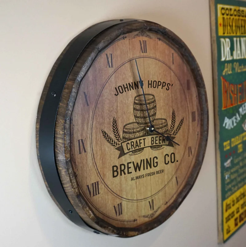 Brewing Company Quarter Barrel Clock - Personalized