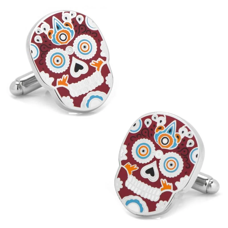 Red Sugar Skull Cufflinks