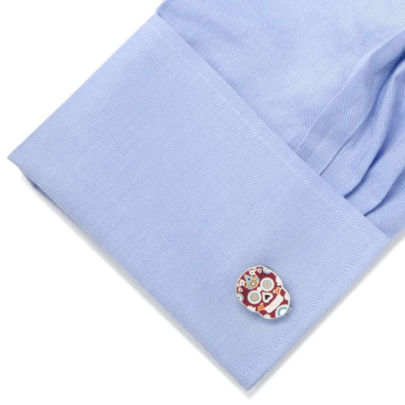 Red Sugar Skull Cufflinks