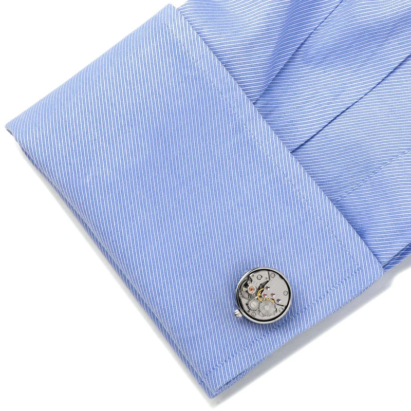 Steampunk Silver Watch Movement Cufflinks