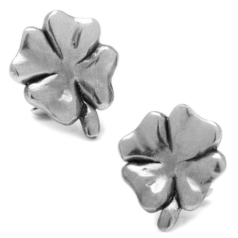 Pewter Lucky Four Leaf Clover Cufflinks