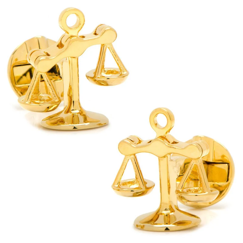Moving Parts Scales of Justice Cufflinks - Gold