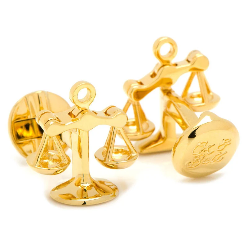 Moving Parts Scales of Justice Cufflinks - Gold