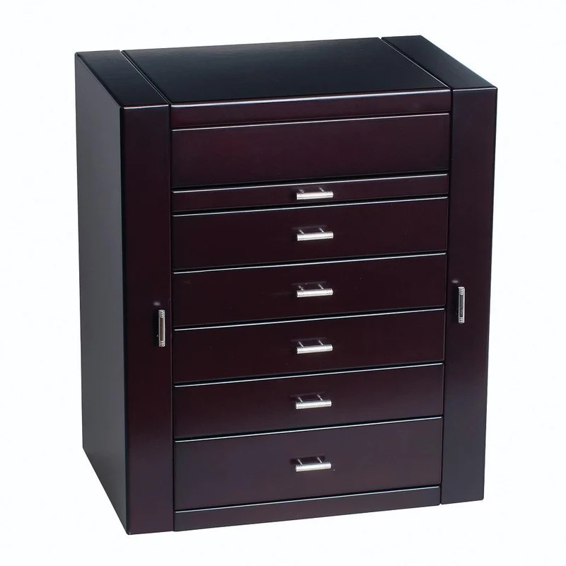 Geneva Upright Wooden Jewelry Box in Java Finish