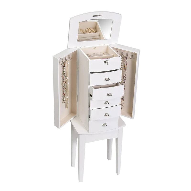Hadley Wooden Jewelry Armoire in White