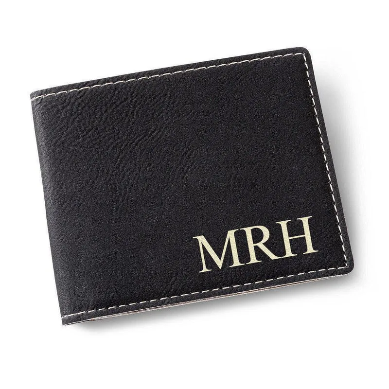 Black Personalized Leatherette Wallet