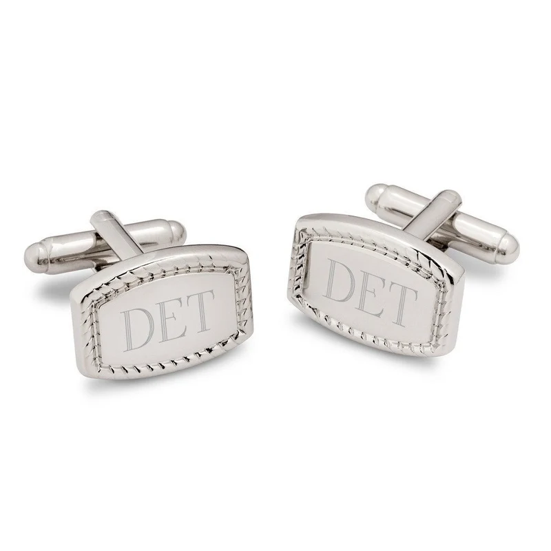 Beaded Rectangular Personalized Cufflinks