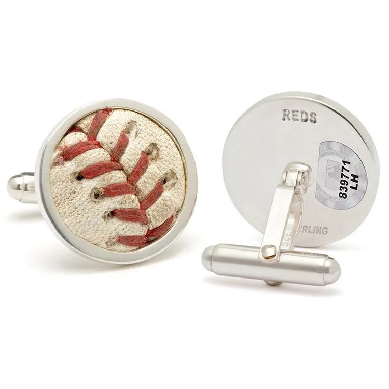 Cincinnati Reds Authenticated Game Used Baseball Stitches Cuff Links