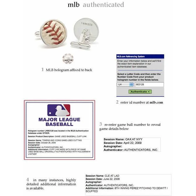 Los Angeles Angels Authenticated Game Used Baseball Stitches Cuff Links