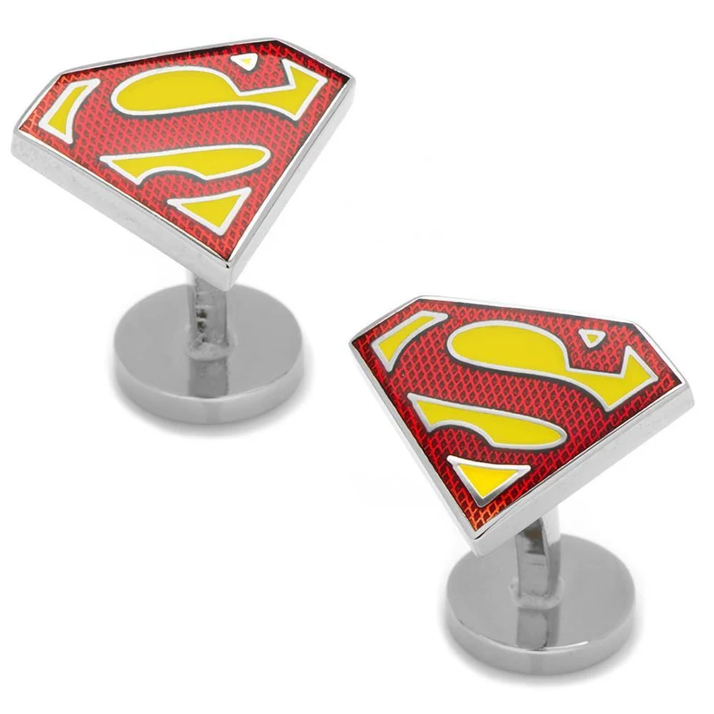 Textured Transparent Enamel Superman Shield Cufflinks