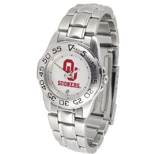 Oklahoma Sooners Ladies Steel Band Sports Watch