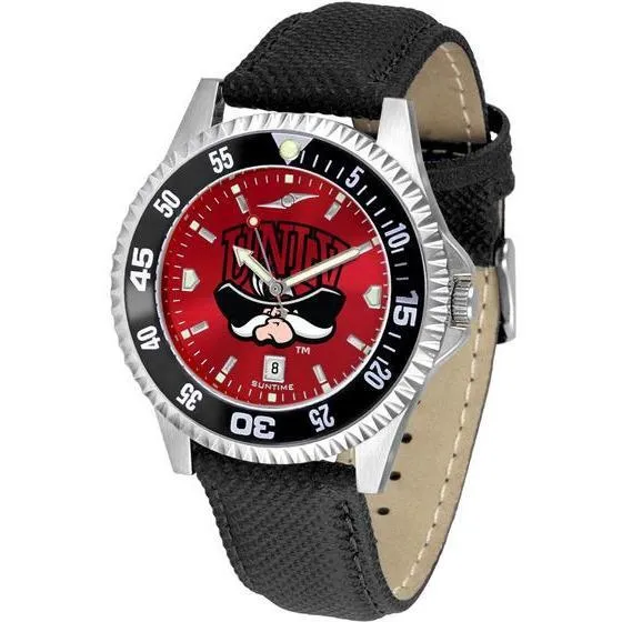 Nevada Las Vegas Rebels Mens Competitor Ano Poly/Leather Band Watch w/ Colored Bezel
