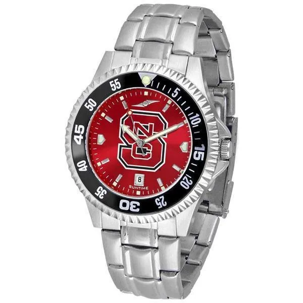 North Carolina State Wolfpack Mens Competitor AnoChrome Steel Band Watch w/ Colored Bezel