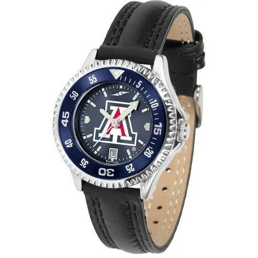 Arizona Wildcats Ladies Competitor Ano Poly/Leather Band Watch w/ Colored Bezel