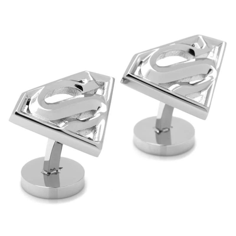 Stainless Steel Beveled Superman Shield Cufflinks