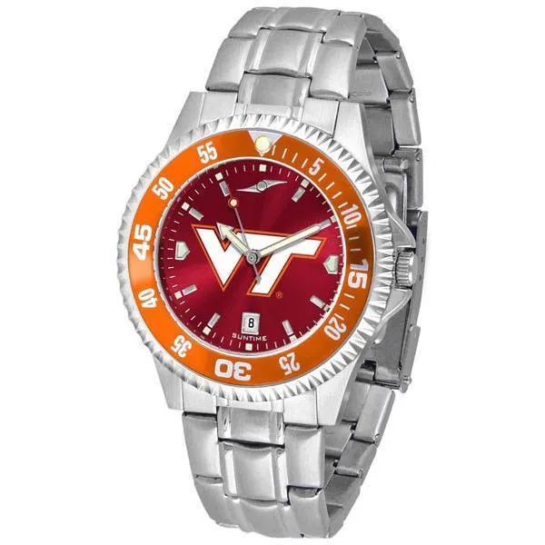Virginia Tech Hokies Mens Competitor AnoChrome Steel Band Watch w/ Colored Bezel