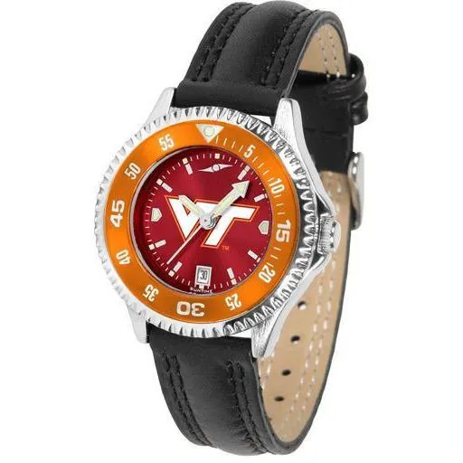 Virginia Tech Hokies Ladies Competitor Ano Poly/Leather Band Watch w/ Colored Bezel