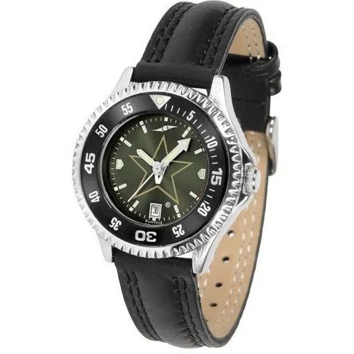 Vanderbilt Commodores Ladies Competitor Ano Poly/Leather Band Watch w/ Colored Bezel