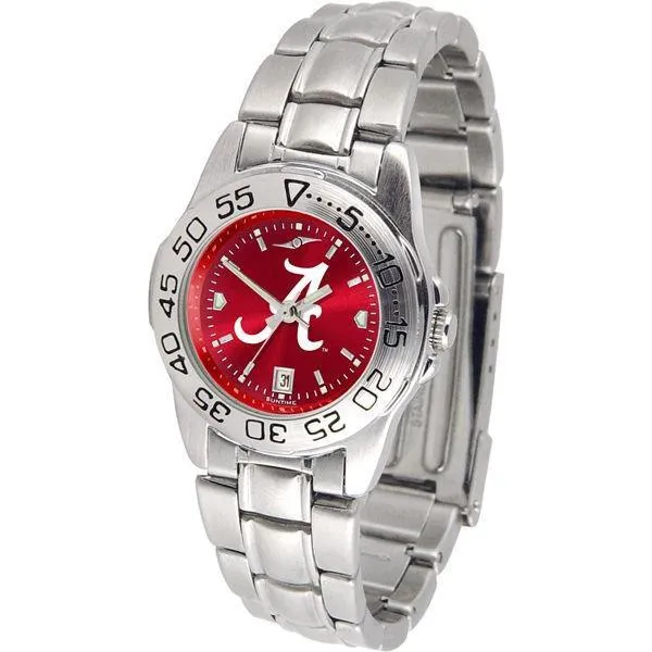 Alabama Crimson Tide Ladies AnoChrome Steel Band Sports Watch