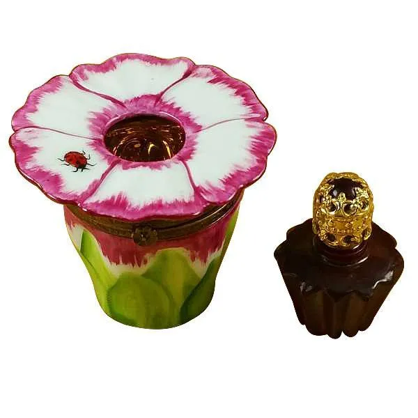 Pink Flower with Perfume Bottle Limoges Box by Rochard™