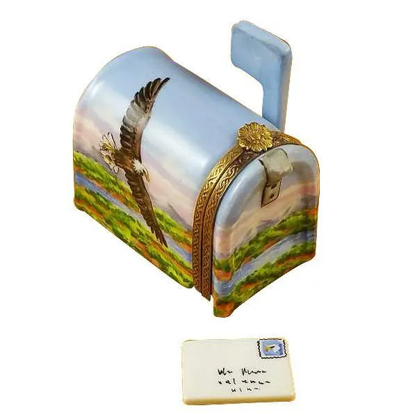 Mail Box American Flag with Eagle Limoges Box by Rochard™