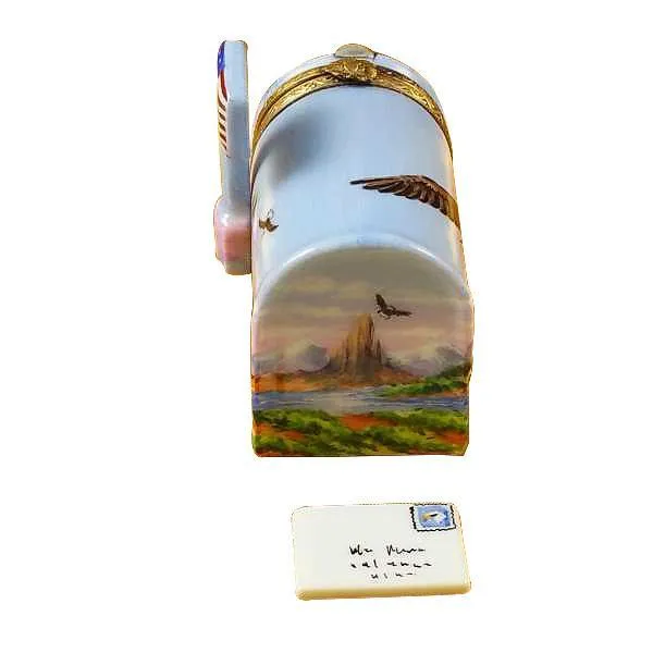 Mail Box American Flag with Eagle Limoges Box by Rochard™