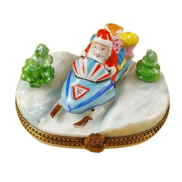 Santa On Snowmobile Limoges Box by Rochard™
