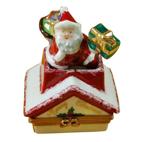 Santa Claus On Roof With Presents Limoges Box by Rochard™
