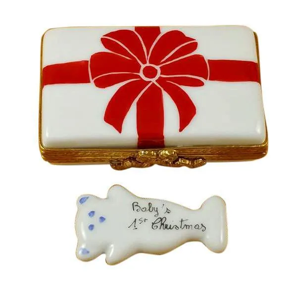 Baby's 1st Christmas Gift Box (Blue) Limoges Box by Rochard™