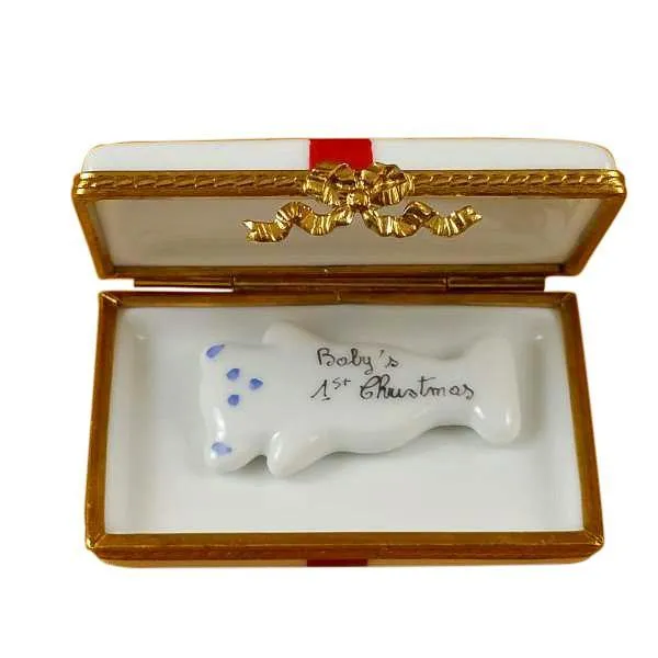 Baby's 1st Christmas Gift Box (Blue) Limoges Box by Rochard™