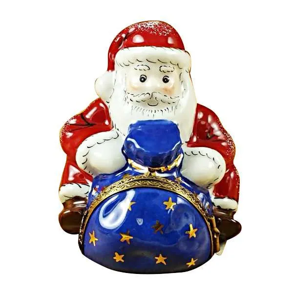 Santa Sitting With Gift Bag Limoges Box by Rochard™