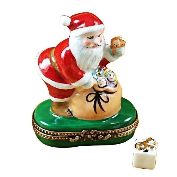 Santa With Gift Bag Limoges Box by Rochard™