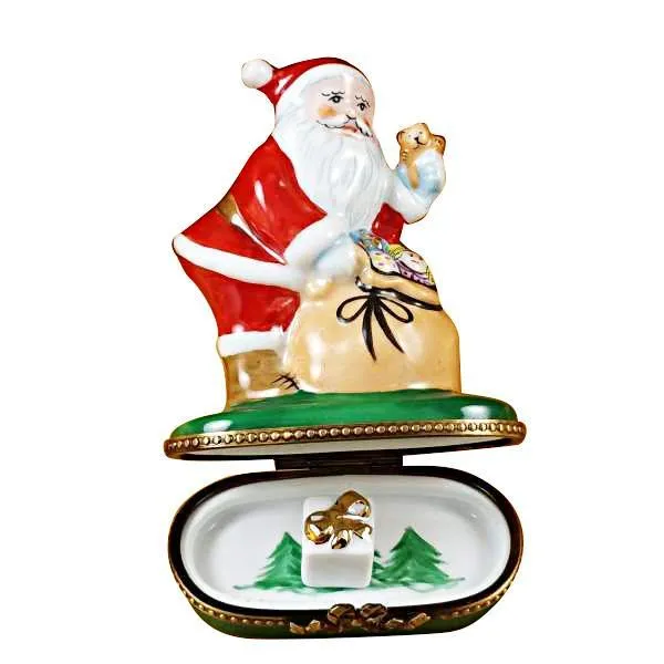 Santa With Gift Bag Limoges Box by Rochard™