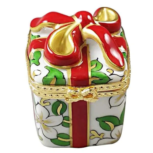 Christmas Gift Box with Red Bow Limoges Box by Rochard™