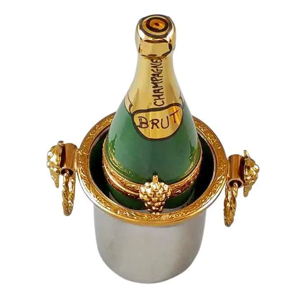 Champagne Bottle In Silver Bucket Limoges Box by Rochard™
