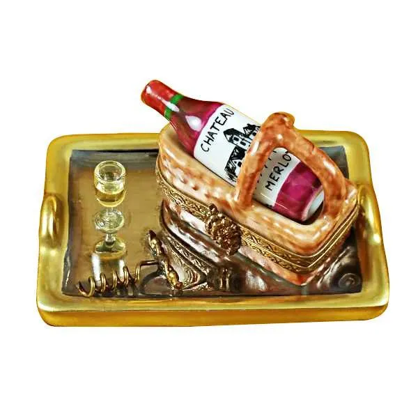 Tray with Wine Tasting Basket Limoges Box by Rochard™