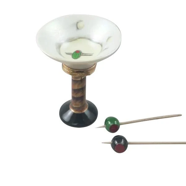 Martini Glass with Olives Limoges Box by Rochard™