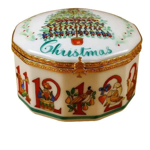 12 Days of Christmas Limoges Box with Removable Wreath by Rochard™