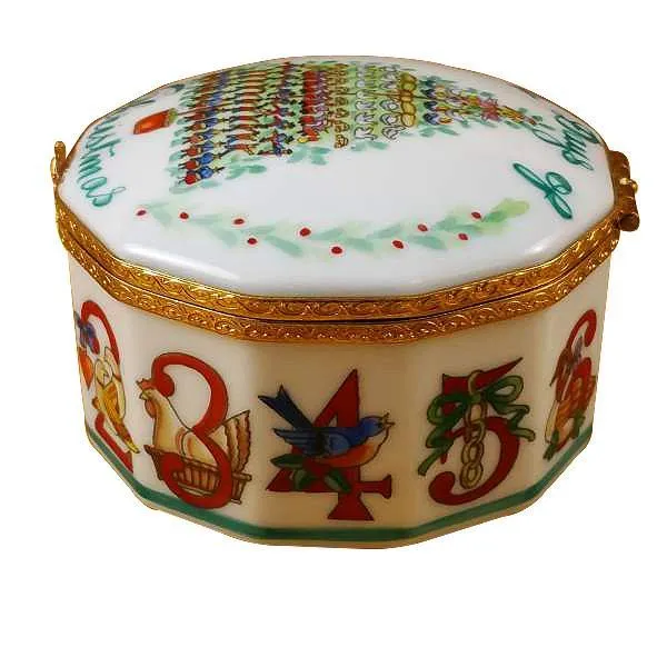 12 Days of Christmas Limoges Box with Removable Wreath by Rochard™