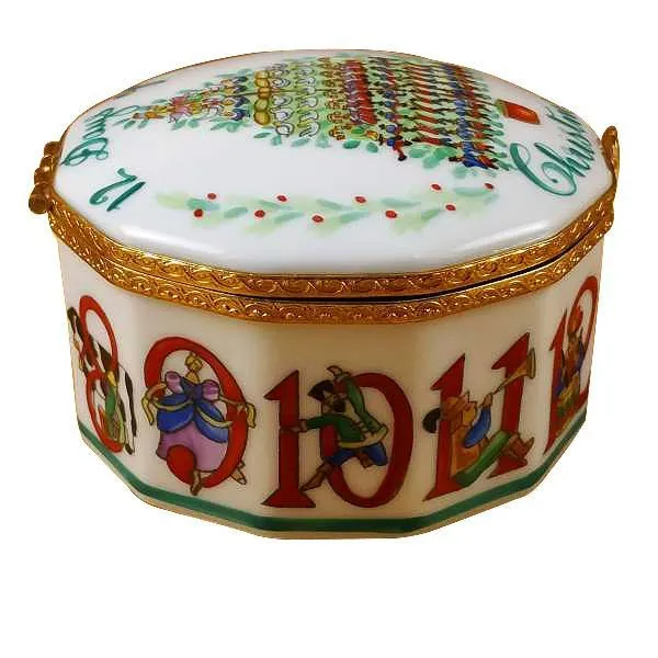 12 Days of Christmas Limoges Box with Removable Wreath by Rochard™