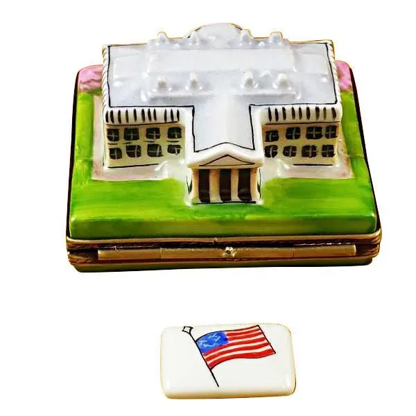 White House W/Removable Flag Limoges Box by Rochard™