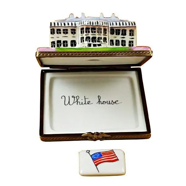 White House W/Removable Flag Limoges Box by Rochard™