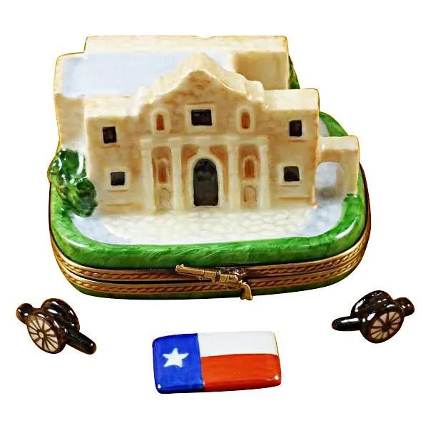 The Alamo with Cannons And Texas Flag Limoges Box by Rochard™