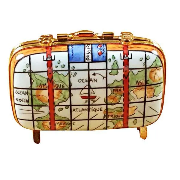 Suitcase with Maps Limoges Box by Rochard™