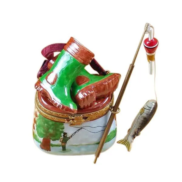 Fisherman Boots On Creel Limoges Box by Rochard™